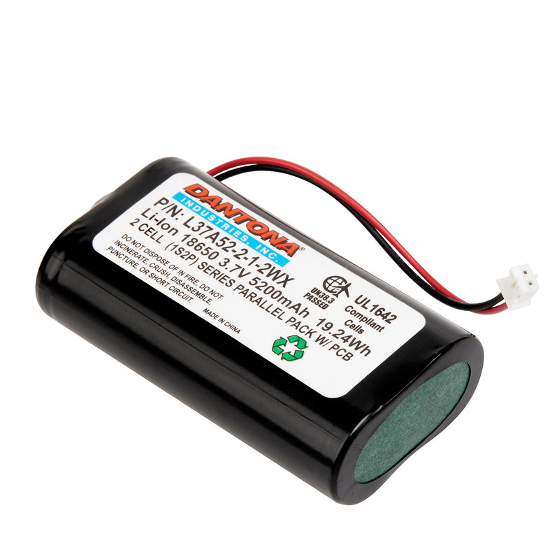 3.7 volt 5200 mah rechargeable battery pack 1S2P